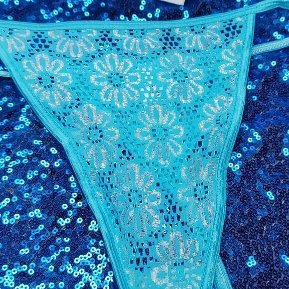 Blue Flower Thong Size 6 - Picture 2 of 6